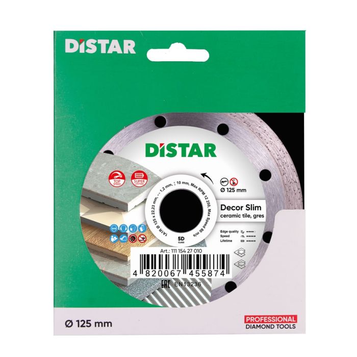 Круг алмазний вiдрiзний 1A1R 125x1,2/1,0x8x22,23 Decor Slim