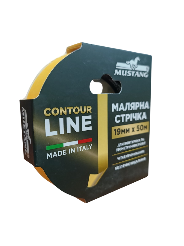 Рисова малярна стрічка MUSTANG CONTOUR LINE жовта 19мм*50м
