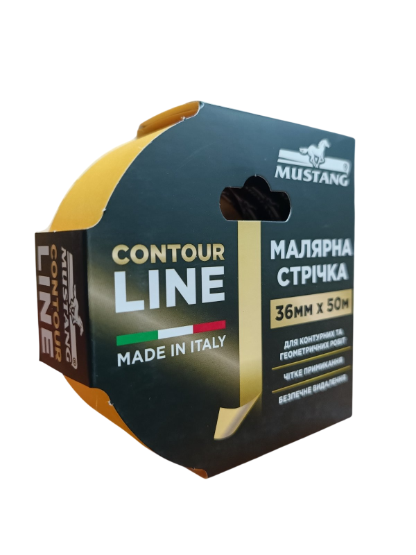 Рисова малярна стрічка MUSTANG CONTOUR LINE жовта 36мм*50м