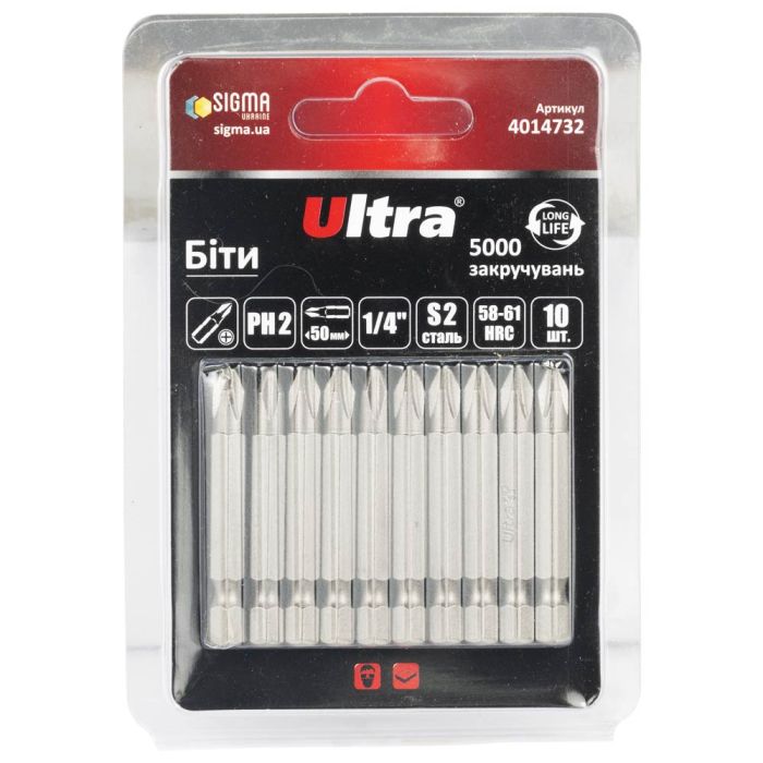 Біти PH2×50мм ¼" 1шт  ULTRA (4014732)