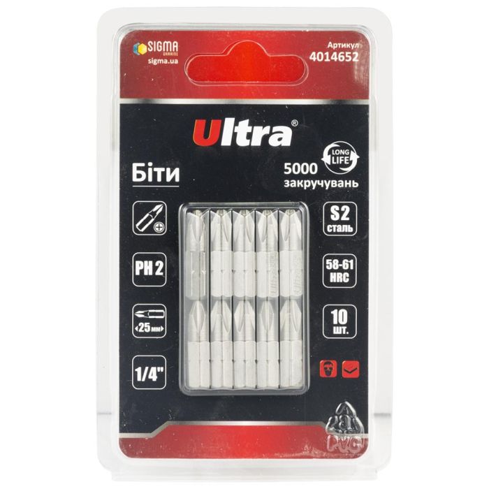 Біти PH2×25мм ¼" 1шт  ULTRA (4014652)