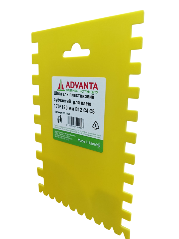 ЗУБЧАСТИЙ ШПАТЕЛЬ ДЛЯ ПЛИТКИ ПЛАСТИКОВИЙ - 170X120 ММ, B12 C4 C5